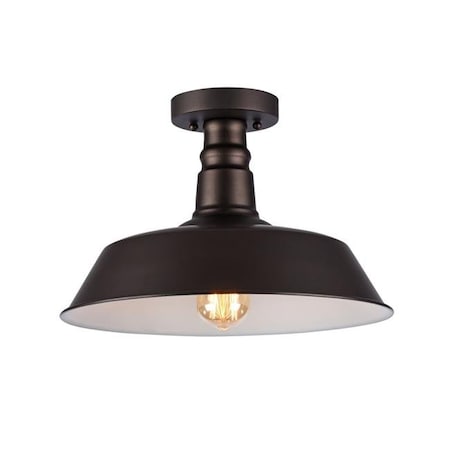 Chloe Lighting Chloe CH54032RB14-SF1 14 in. Lighting Ironclad Industrial-Style 1 Light Rubbed Bronze Semi-Flush Ceiling Fixture - Oil Rubbed Bronze CH54032RB14-SF1